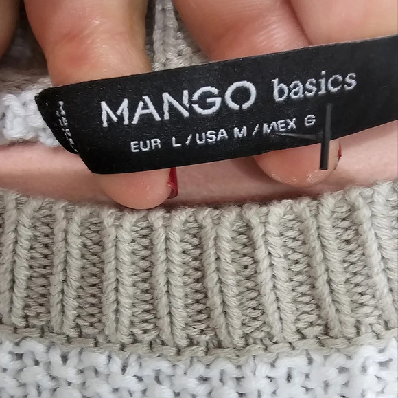 Mango White and Tan Crew Neck Sweater - Picture 3 of 4